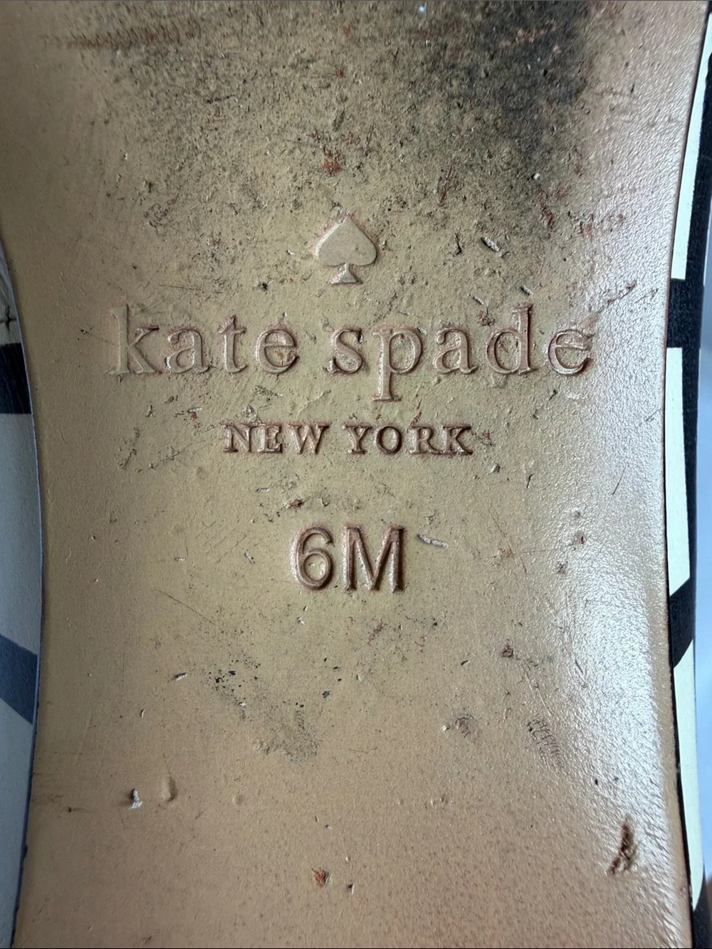 KATE SPADE New York Willa Bow Ballet Flats Ivory Black Leather Size 6 Women’s